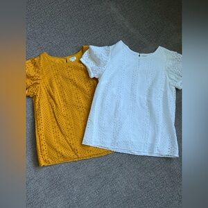 NWOT Bundle 2 J.Crew 100% Cotton Eyelet Puffed Sleeve Tops Fully Lined